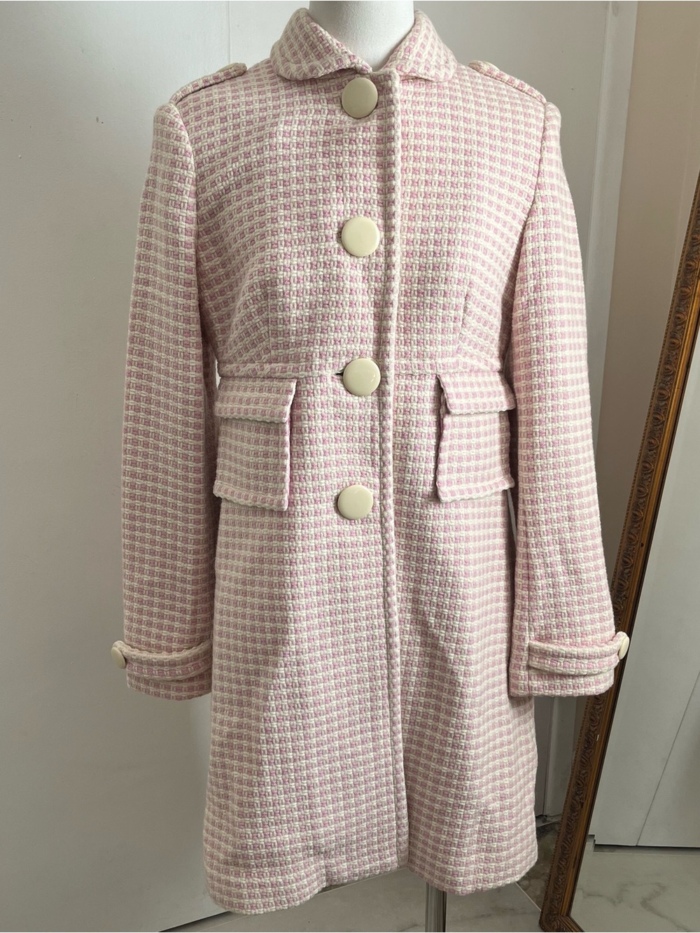 Banana Republic pink and white coat